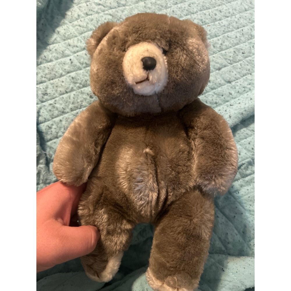 Vintage London Heart Co Grey Brown Teddy Bear Plush Stuffed Animal Made in Korea